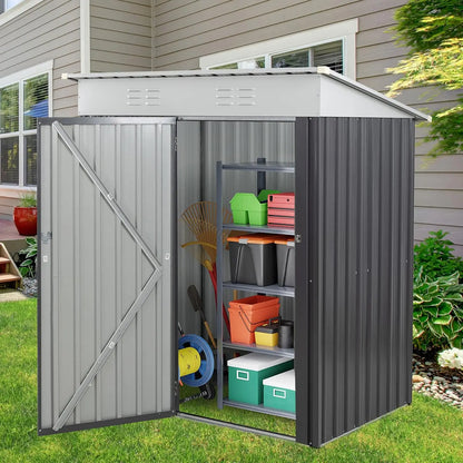 Outdoor Storage Shed, 6 x 4 FT Lockable Metal Garden Shed, Steel Storage House Waterproof Tool Shed for Backyard Patio