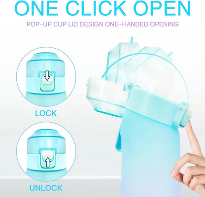 650ml Air Water Bottle with 7 Flavour Pods BPA Free,0 Sugar 0 Calorie Sports Water Bottles Drinking Cup for Fitness, Outdoor