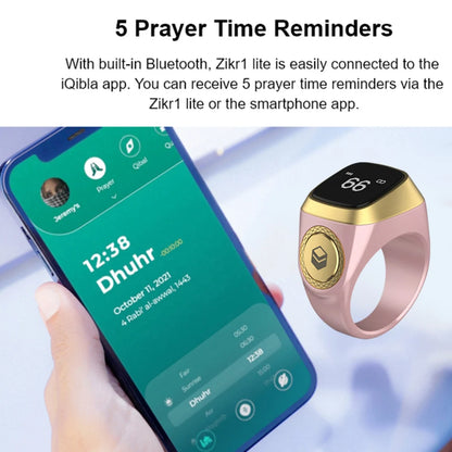 Smart Tasbih Tally Counter for Muslims Tasbeeh Zikr Ring 5 Prayer Time Vibration Reminder Finger Ring Tally Counter 20mm/18mm