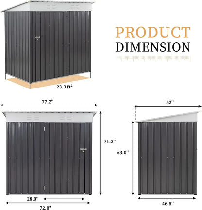 Outdoor Storage Shed, 6 x 4 FT Lockable Metal Garden Shed, Steel Storage House Waterproof Tool Shed for Backyard Patio