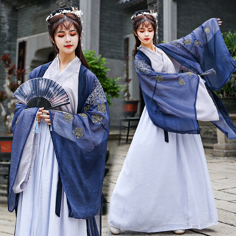 Women Hanfu Chinese Traditional Folk Costume Girl Han Dynasty Dance Wear Lady Fairy Cosplay Clothes Oriental Ancient Prince Suit