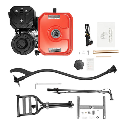 7.5HP Four Stroke Air-cooling Outboard Motor and Control Handle and 1 Set Brackets for Small Boats Black and Red