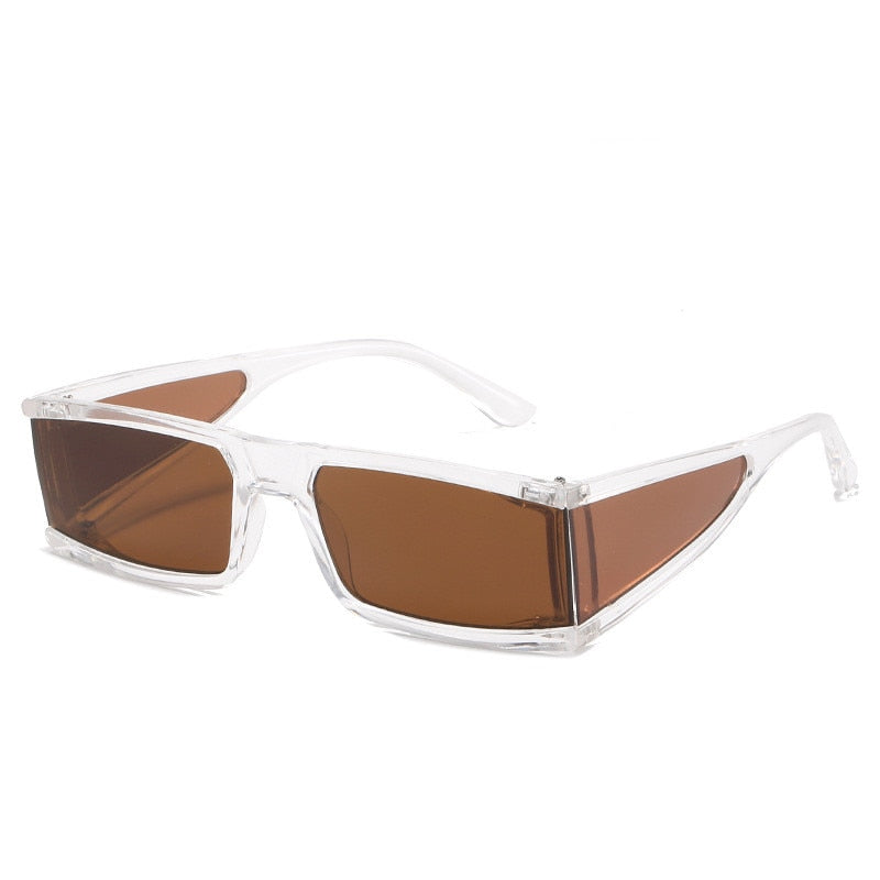 Vintage Rectangle Sunglasses Women Small Frame Mirror Sun Glasses Silver Black Lens Men One Piece Punk Eyeglasses Gafas Shades
