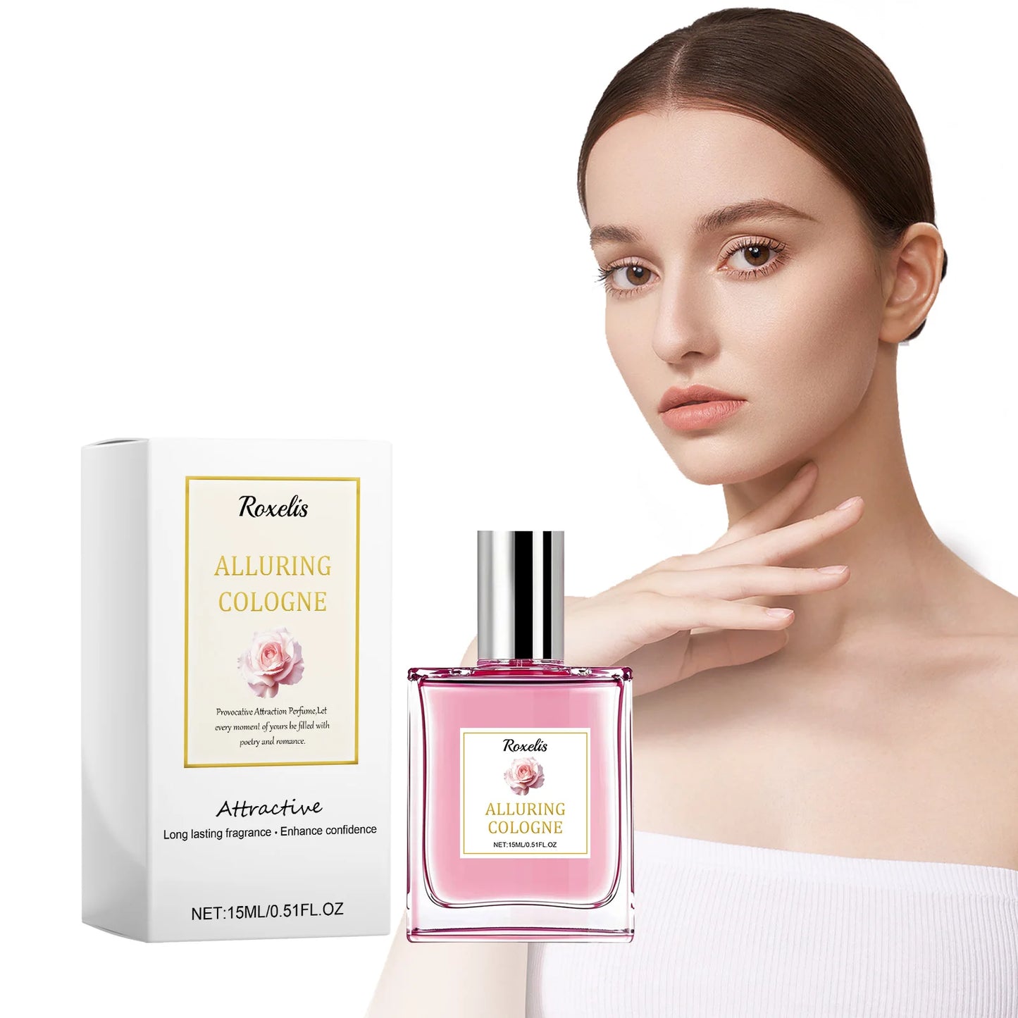ROXELIS Rose Pheromone Perfume Rose Fresh and Elegant Perfume Date Atmosphere Charm Lasting Fragrance Lady Perfume Spray 0.51 oz