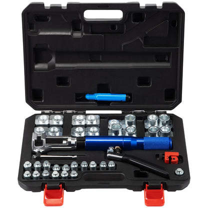Hydraulic Flaring Tool Kit 3/16"-1/2" 45° Double Brake Flare Tool with Tube Cutter and Deburrer 32 PCS Tube Flaring Tools