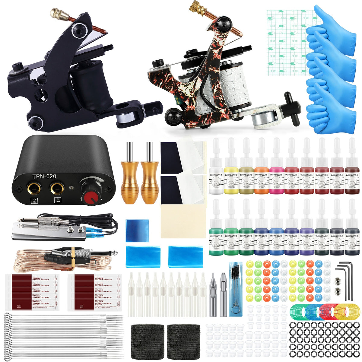 Tattoo Kit Tattoo Machines Gun With Inks Power Supply Pedal Body Art Tools Tattoo Set Complete Accessories Supplies From RU/US