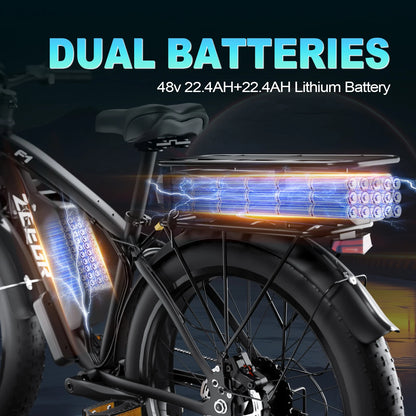 ZEEGR F1 pro 48V 2000W Dual Motor Ebike | 35MPH Speed | 160Miles Range | High-Power Electric Bicycle
