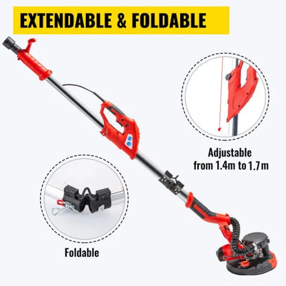 Drywall Sander 850W Electric Electric Sander Variable Speed 800-1750RPM Drywall Sander Foldable Sheetrock Sander with T