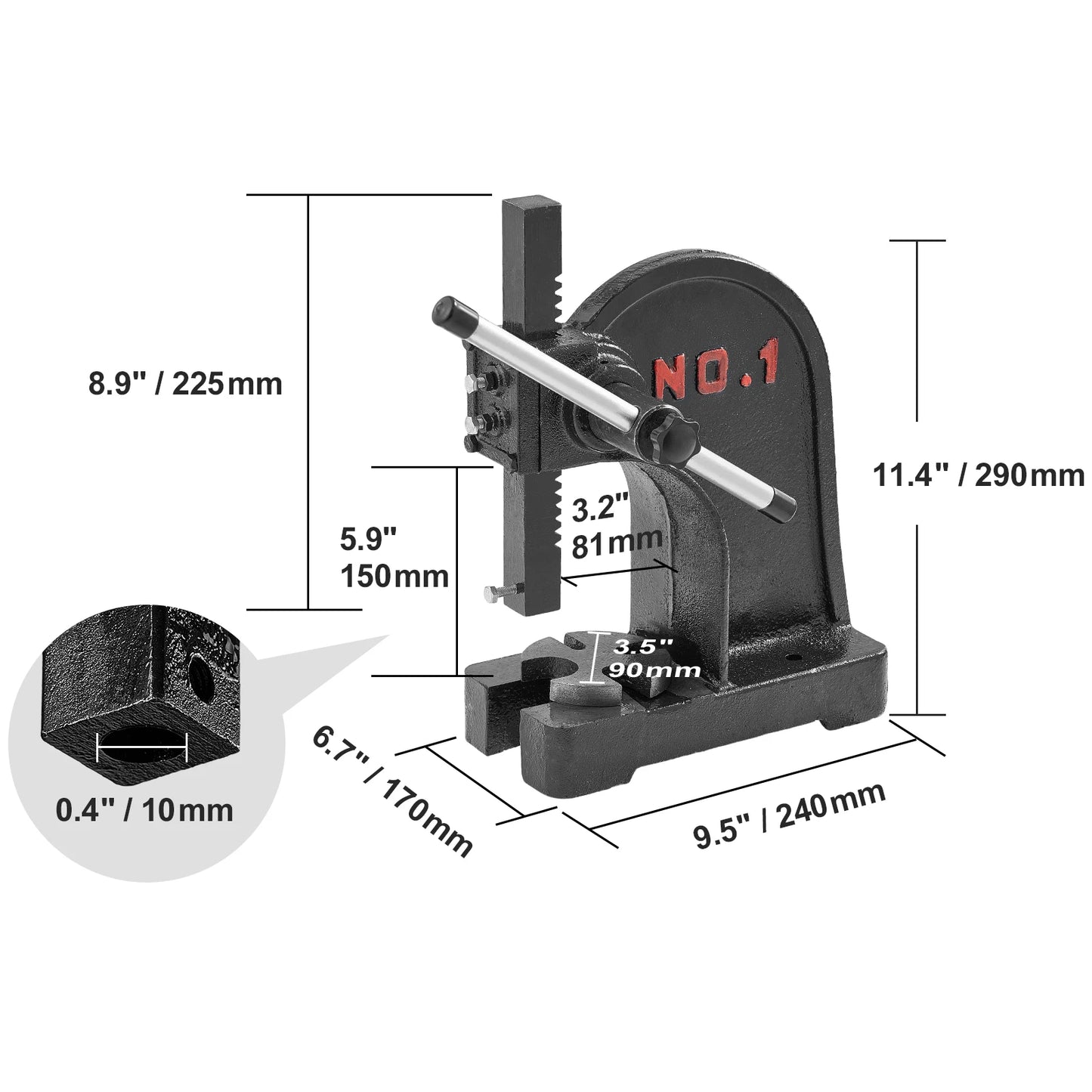 VEVOR Arbor Press 0.5/1/3 T Manual Arbor Press Cast Iron Heavy-duty Manual Desktop Arbor Press Precision Hand Press for Stamping