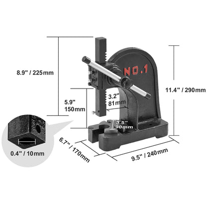 VEVOR Arbor Press 0.5/1/3 T Manual Arbor Press Cast Iron Heavy-duty Manual Desktop Arbor Press Precision Hand Press for Stamping