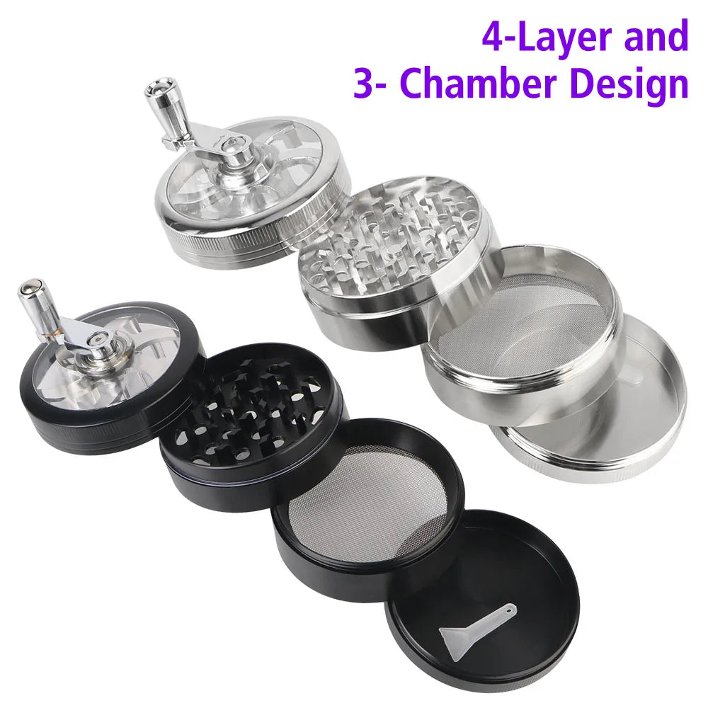 Tobacco Grinder 61MM 4-Layer Hand Tools Spice Cutter Aluminum Alloy Smoking Herb Cutter Latest Lightning-Shaped Portable