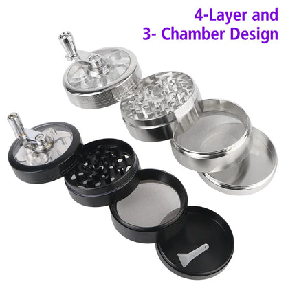 Tobacco Grinder 61MM 4-Layer Hand Tools Spice Cutter Aluminum Alloy Smoking Herb Cutter Latest Lightning-Shaped Portable