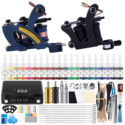 Tattoo Kit Tattoo Machines Gun With Inks Power Supply Pedal Body Art Tools Tattoo Set Complete Accessories Supplies From RU/US