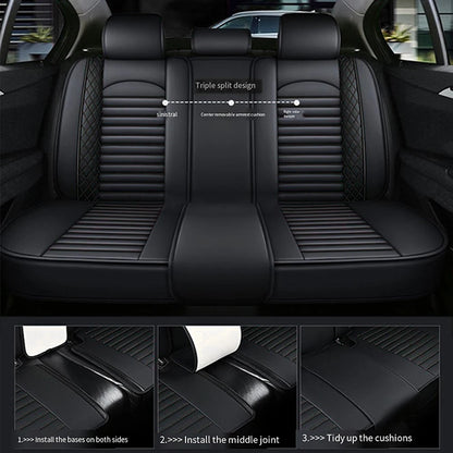 AUTO PLUS Universal Leather Car Seat Covers Fit For Sedan SUV Pick-Up Truck 11Pcs 5 Seats Full Surrounded Car Seat Protector