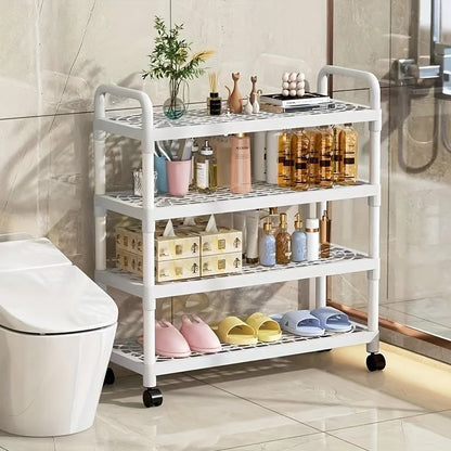 1pc Large Capacity Multi-Tier Mobile Storage Rack - Rolling Shoe Organizer Cart with 3/4/5 Tiers, Ideal for Spa, Flower Stand