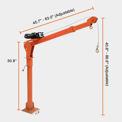 Electric Pickup Truck Crane With Electric Winch 3500 lbs 12V, Folding Truck Jib Cranes Hoist 360° Swivel For Lifting Goods