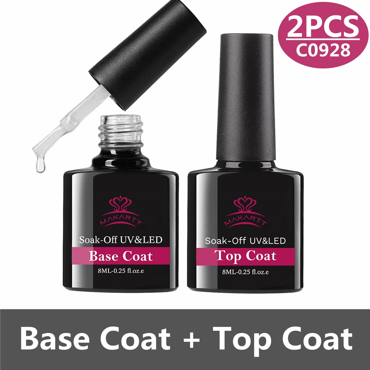Makartt 8ML Matte Top Coat and High Gloss Top Gel Coat Base Coat Set - No Wipe top Coat, Gel Nail Polish Matte Shine Finish