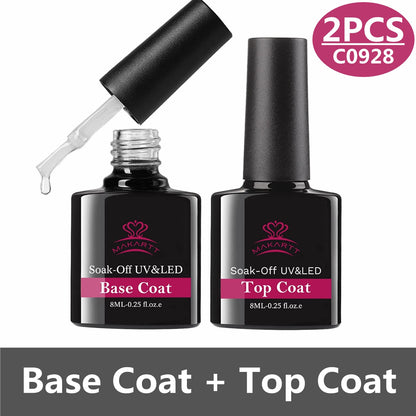 Makartt 8ML Matte Top Coat and High Gloss Top Gel Coat Base Coat Set - No Wipe top Coat, Gel Nail Polish Matte Shine Finish