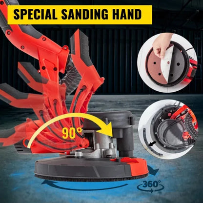 Drywall Sander 850W Electric Electric Sander Variable Speed 800-1750RPM Drywall Sander Foldable Sheetrock Sander with T