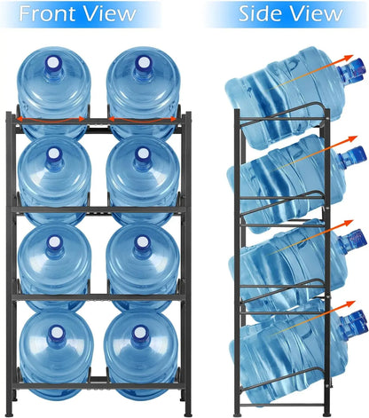 4 Tier Water Jug Holder w/ 8 Slots Heavy Duty 5 Gallon Water Bottle Storage Rack