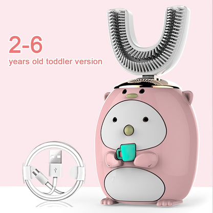 360 Degree Electric Toothbrush For Children Smart U-shaped Silicone Automatic Ultrasonic Toothbrush Cartoon Pattern For Children