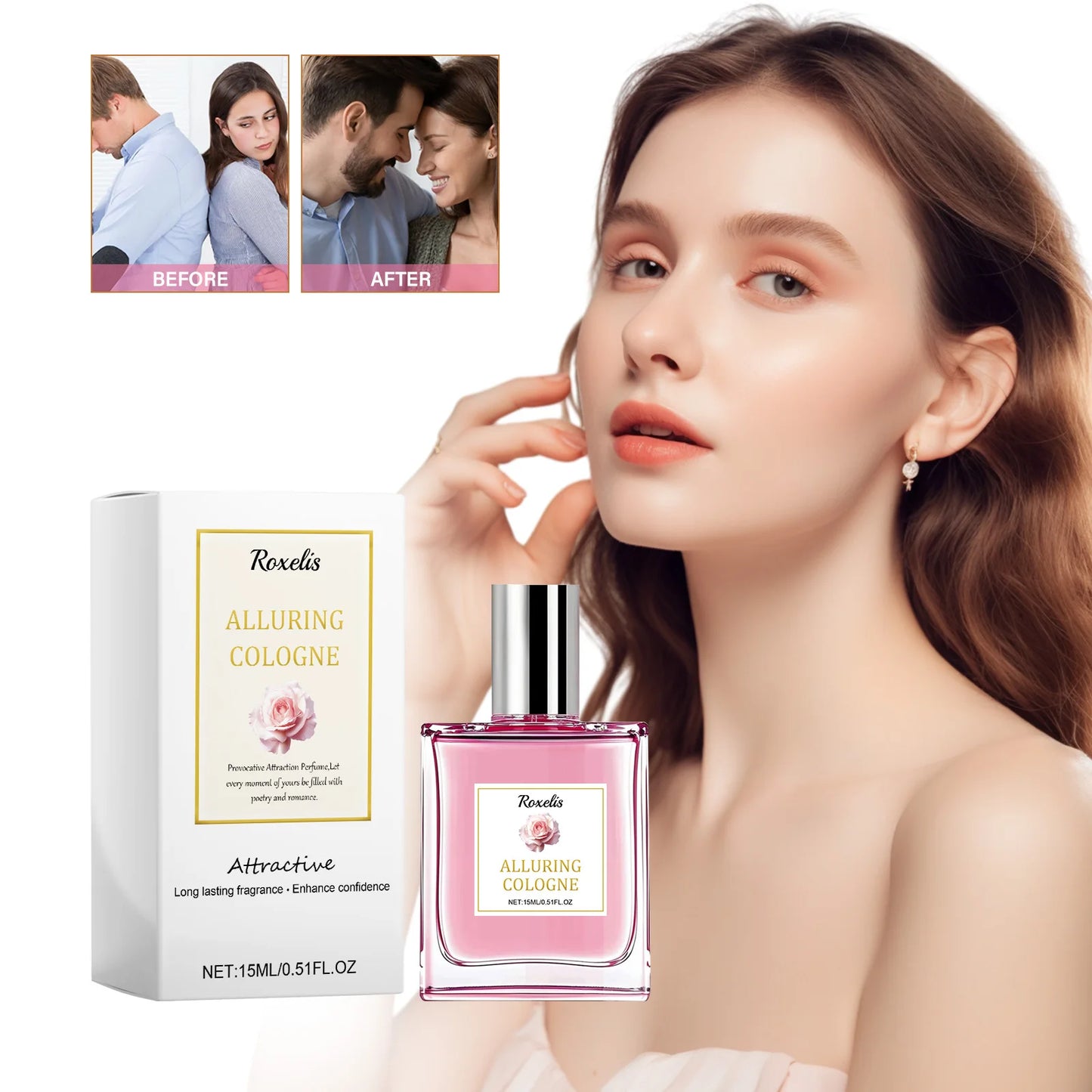 ROXELIS Rose Pheromone Perfume Rose Fresh and Elegant Perfume Date Atmosphere Charm Lasting Fragrance Lady Perfume Spray 0.51 oz