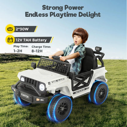 12V 2 Wheel Kids Remote Control Ride On Truck Single Seat Off-Road Battery Powered Safety Belt Riding Toys Enthusiasts LED Light