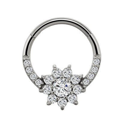Flowers Nose Ring Septum 100% 316L Surgical Steel Zircon Clicker Daith Piercing Ear Cartilage Helix Hoop Flowers Water Drops