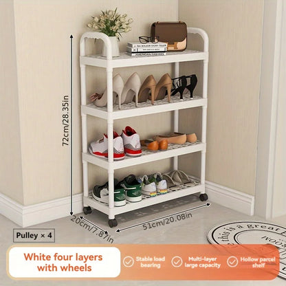 1pc Large Capacity Multi-Tier Mobile Storage Rack - Rolling Shoe Organizer Cart with 3/4/5 Tiers, Ideal for Spa, Flower Stand