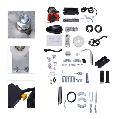 Engine Motor Kit 142F Chain 4-Stroke 49cc Gas Petrol Motorized Bike Engine Motor Air Cooling Single Cylinder Belt Engine Motor