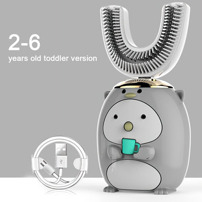 360 Degree Electric Toothbrush For Children Smart U-shaped Silicone Automatic Ultrasonic Toothbrush Cartoon Pattern For Children