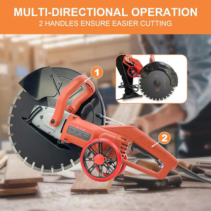 16"" Electric Concrete Saw,3200 W 15Amp Motor Circular Demo Saw,Wet Corded Circular Saw With Max 6.4"" Adjustable Cutting