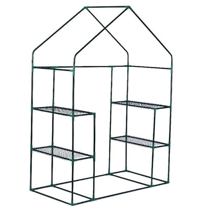 Portable Greenhouse Shed Metal Frame Walk-in Greenhouse with Roll-Up Door 3 Tier Shelves Easy Assembly Mini Greenhouse for Court