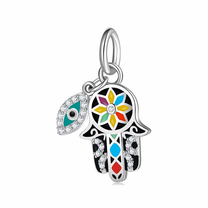 925 Sterling Silver Hand of Fatima pendants Patron saint charms beads Fits Original Designer Charms Bracelet Jewelry making