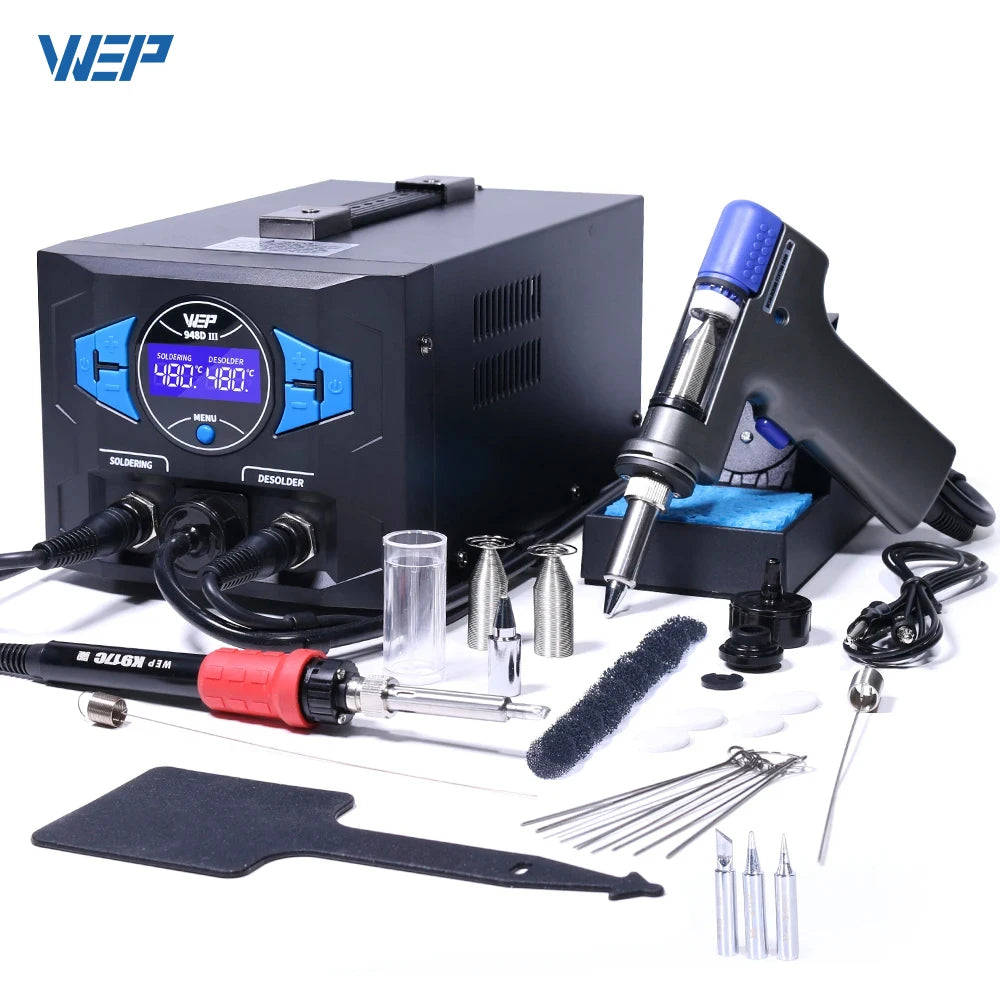 WEP 948D-III Desoldering Soldering Station 2-in-1 ESD Safe Soldering Iron 110W Fast-Heating Desoldering Suction Tin Gun 2024