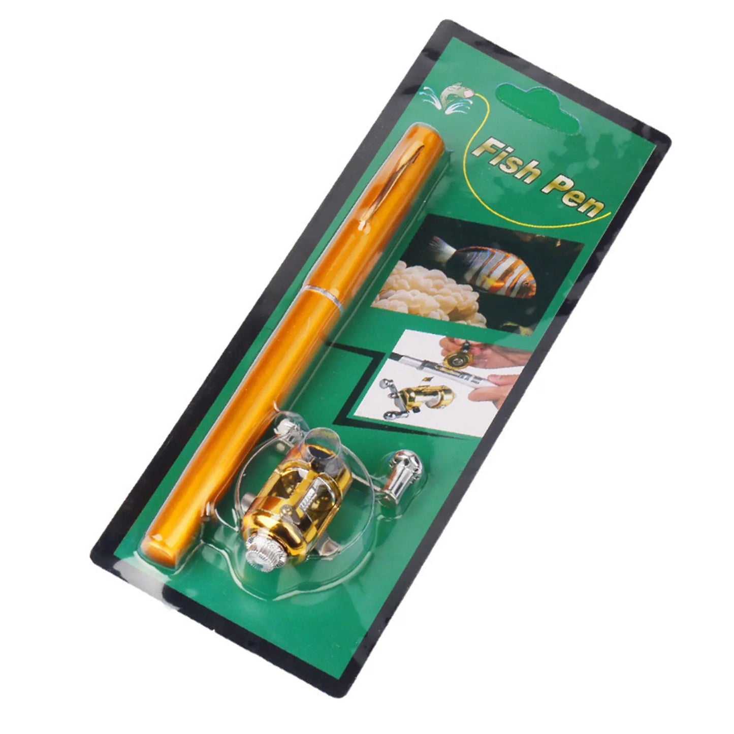 20cm Portable Pocket Telescopic Mini Fishing Pole Pen Shape Folded Fishing Rod with Reel Wheel Portable Mini Fishing Rod