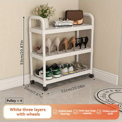 1pc Large Capacity Multi-Tier Mobile Storage Rack - Rolling Shoe Organizer Cart with 3/4/5 Tiers, Ideal for Spa, Flower Stand