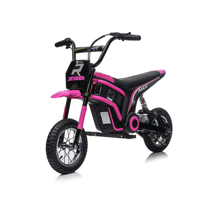 24V14ah Kids Ride On Electric Toy Motocross Motorcycle Dirt Speeds up to 14.29MPH,Dual Suspension, Hand-Operated Dual Brakes