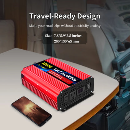 US Socket DC12V To AC 110V 60HZ Pure Sine Wave Inverter Car Power 1000W-10000W Voltage Portable Converter with LED