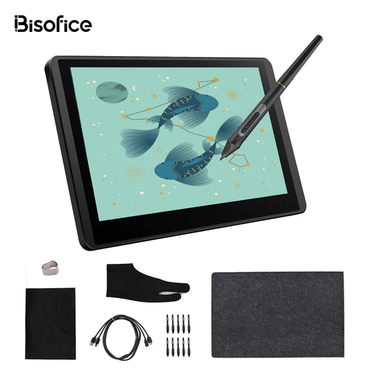 Bisofice 12HD-A H-IPS LCD Graphics Drawing Tablet Monitor 11.6 Inch 8192 Pressure Level Passive Technology with Tilt Function