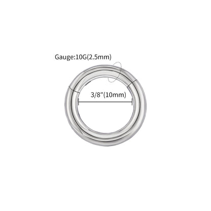ASTM F136 Titanium Large Gauge 6G 8G 10G Single Hinged Clicker Segment Hoop Ring Septum Nose Piercing