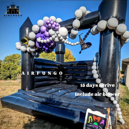 13x13ft Commercial grade white bounce house for party rentals Black color Halloween inflatable bouncy castle with air blower
