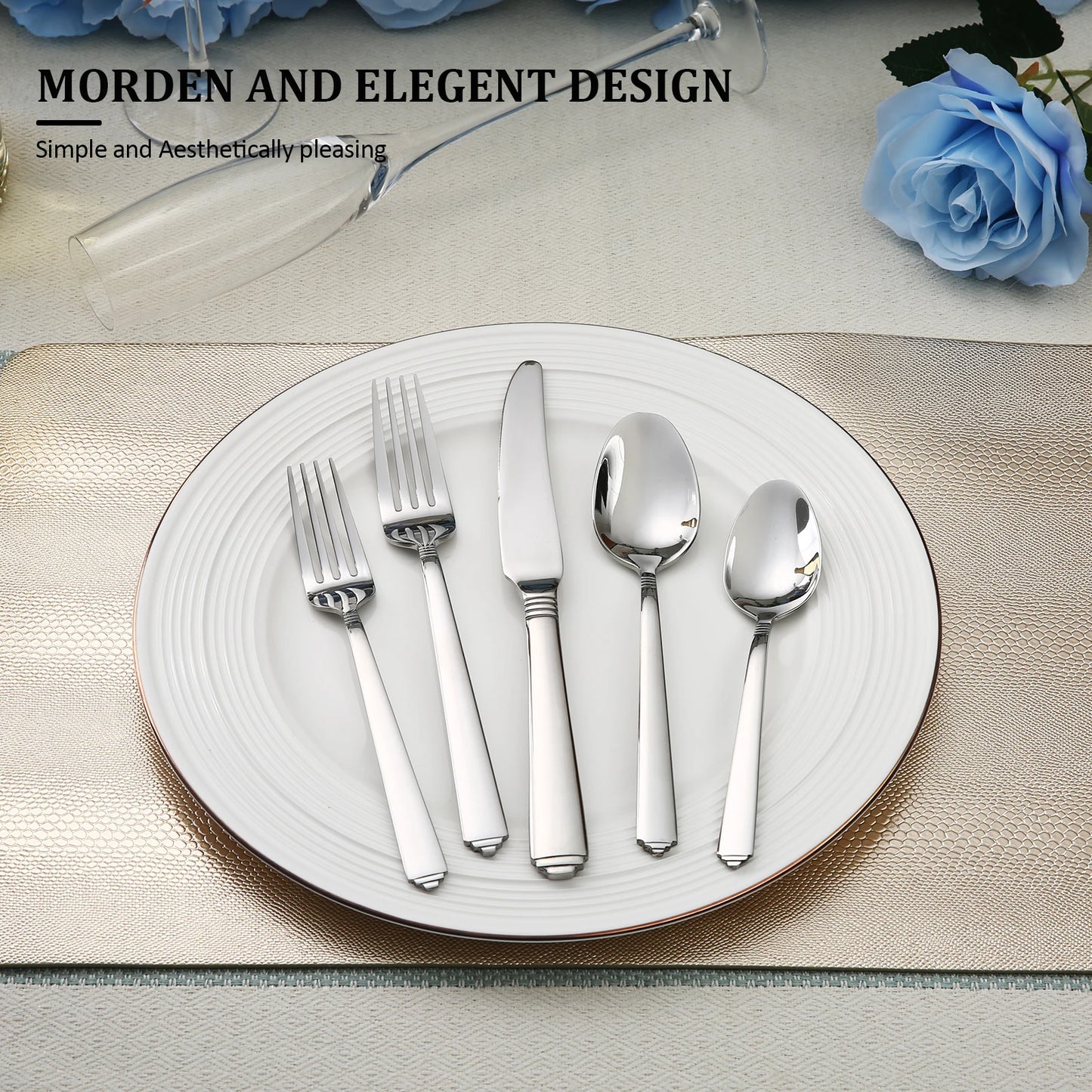 20pcs stainless steel tableware set, Silverware Set modern design western food utensils, dinner, restaurant suppliesrestaurant