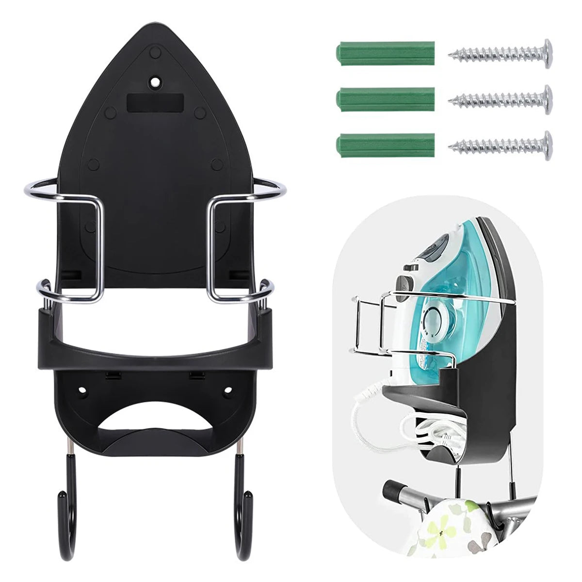 Ironing Board Hanger Wall Mount Electric Iron Holder Ironing Board Storage Organizer Hanging Accessories for Laundry Rooms