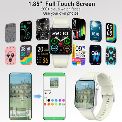 Smart Watch, 1.85" Smartwatch (Answer/Make Call), IP68 Waterproof Fitness Tracker, 100+ Sport Modes, Heart Rate and Sleep Monito