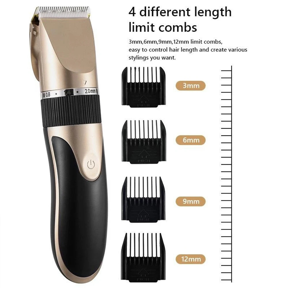 Professional Hair Clipper with Battery Power display Men's Barber Beard Trimmer Rechargeable Hair Cutting Machine Ceramic Blade