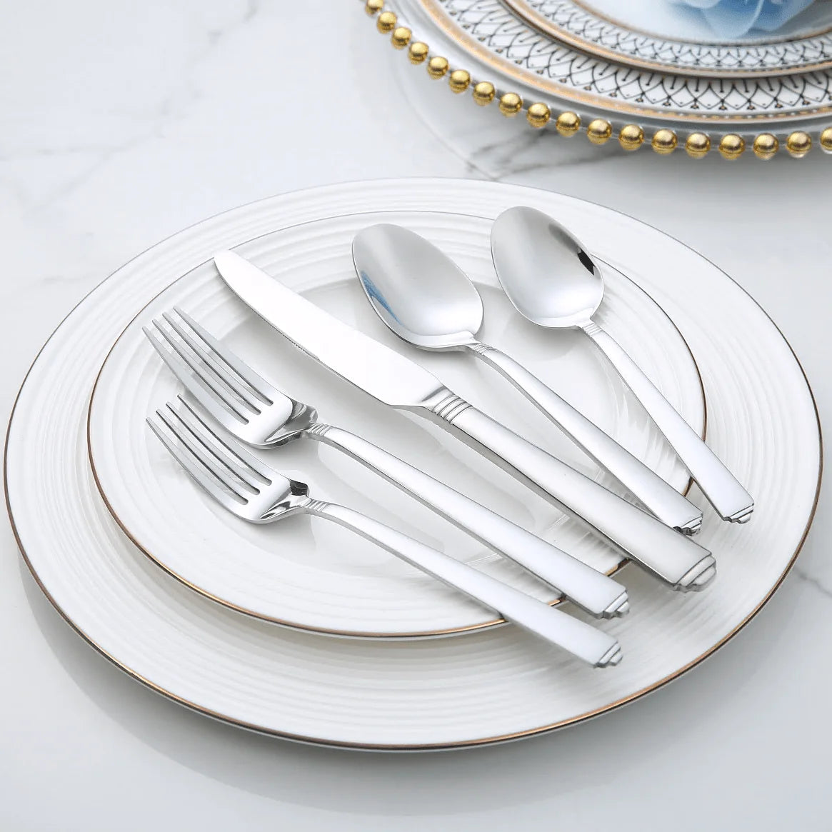 20pcs stainless steel tableware set, Silverware Set modern design western food utensils, dinner, restaurant suppliesrestaurant