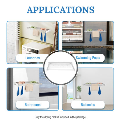 Retractable Clothes Drying Rack White Collapsible Drying Rack for Laundry Invisible Wall Mounted Drying Rack