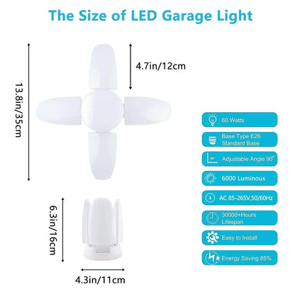 LED Garage Lights 3 Pack 60W Deformable LED Ceiling  Bay Light with Radar Motion Sensor Remote Control  for Basement Warehouse