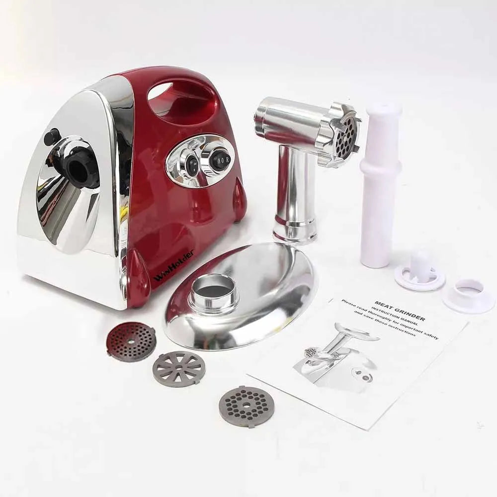 Powerful 2800 Watts Electric Meat Mincer Grinder Sausage Maker Filler Kitchen Mincing Machine Stainless Steel Red